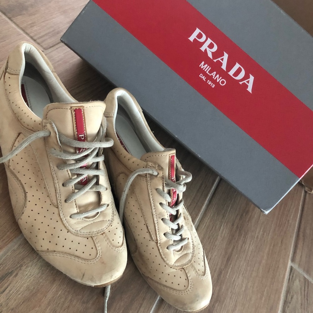 Prada Nude Suede Sneakers sz 36.5